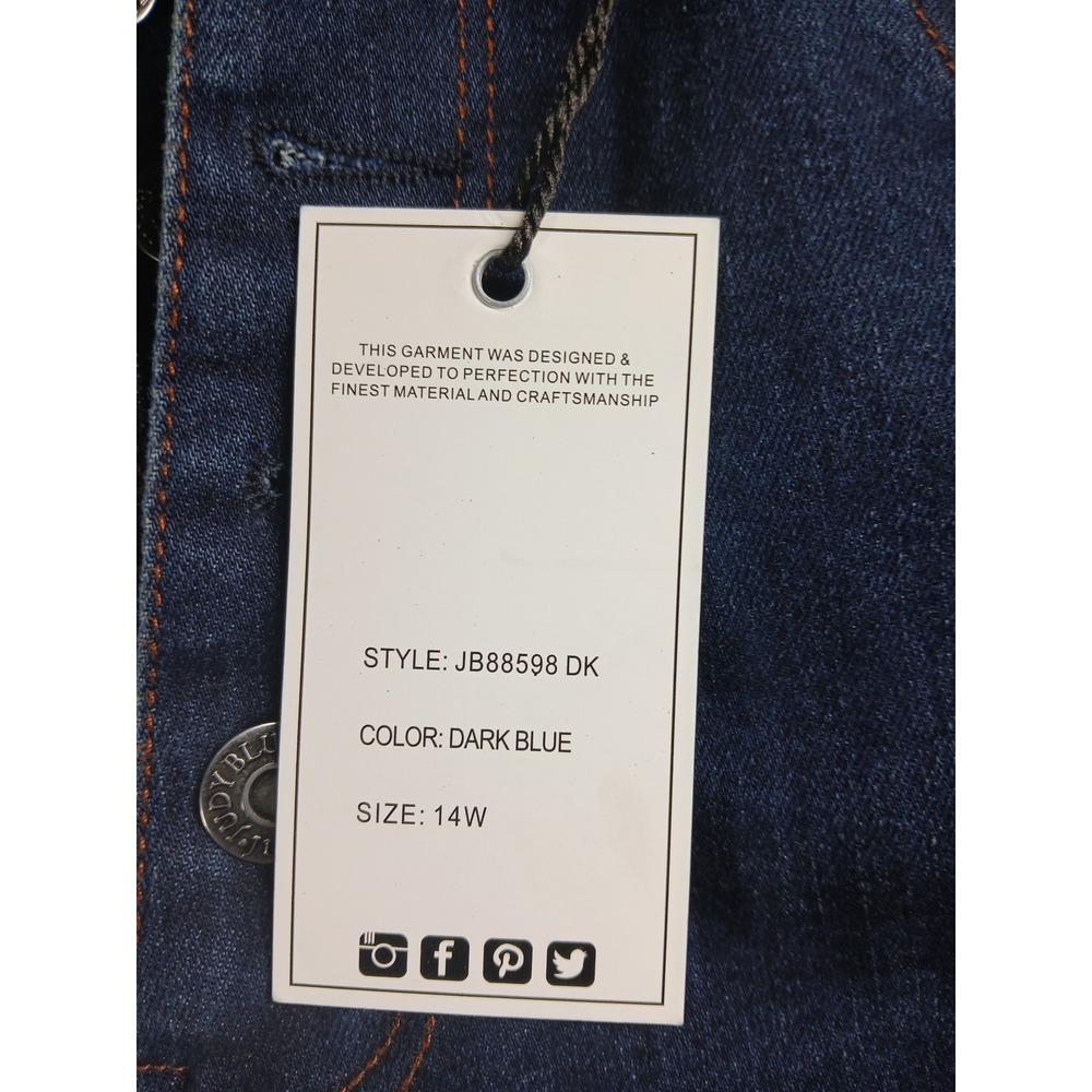 Judy Blue High Waist Button Fly Straight Leg Jeans Dark Blue JB88598DKWomens 14W - Picture 3 of 9